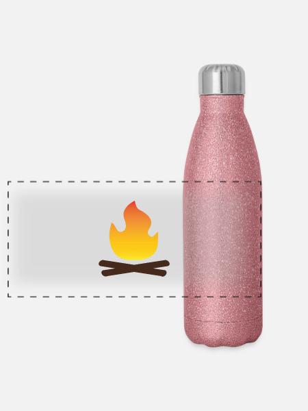 Feu de camp - Gourde isotherme panoramique pailletée 500 ml - paillettes roses - Devant