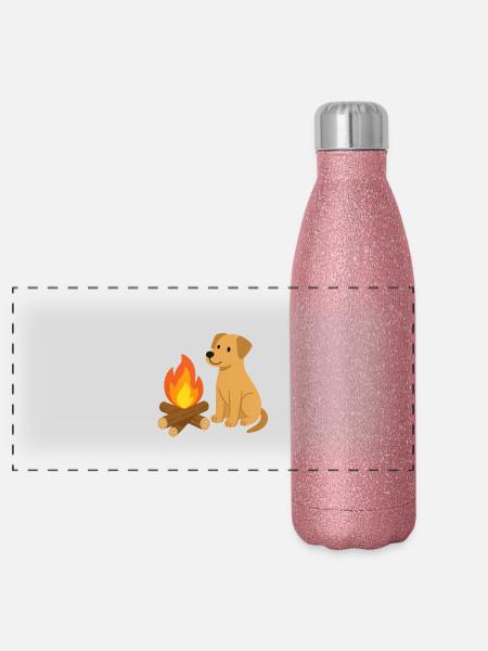 The magic of the campfire in the open air - Panoramic Glitter Thermal Bottle 500 ml - pink glitter - Front