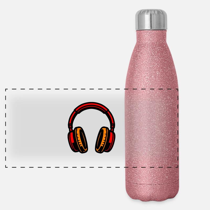 Kopfhörer Symbol Musik Panorama Glitzer Isolierflasche 500 ml