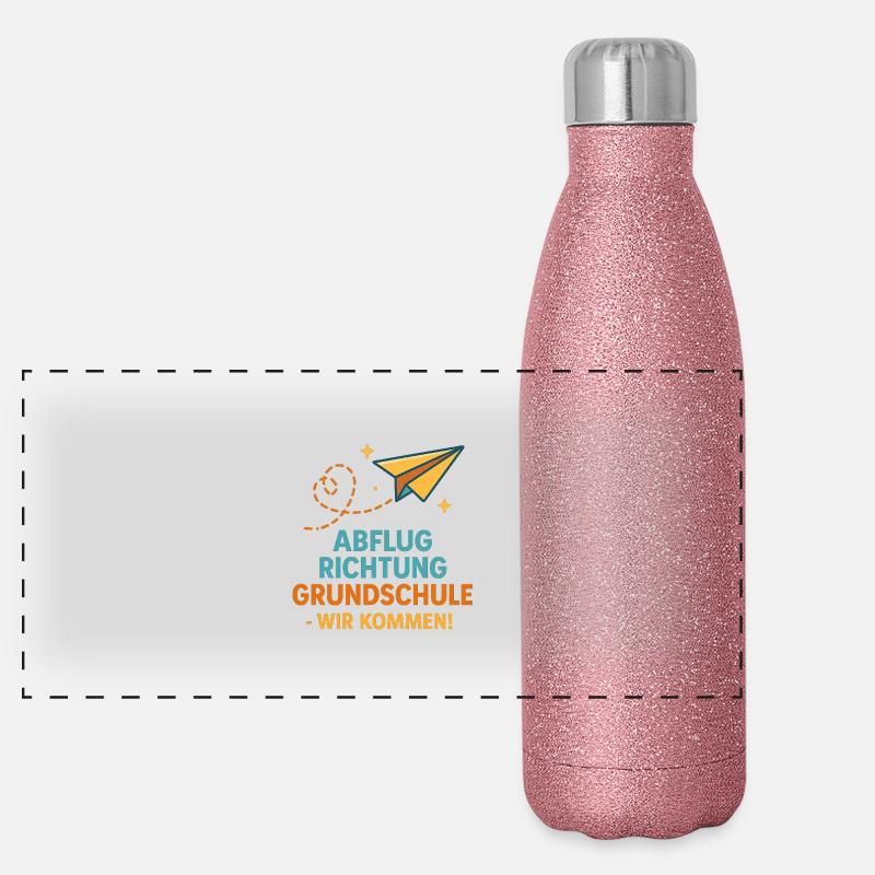 Next Stop: Schule – Kita-Abschluss mit Style Panorama Glitzer Isolierflasche 500 ml