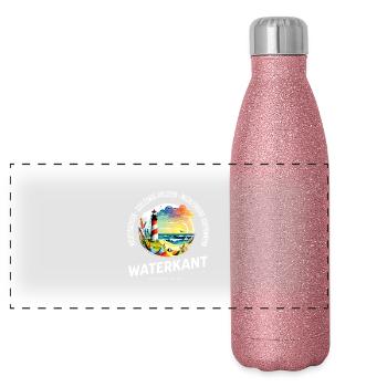 Waterkant – Chez lui dans le nord - Gourde isotherme panoramique pailletée 500 ml - paillettes roses - Devant
