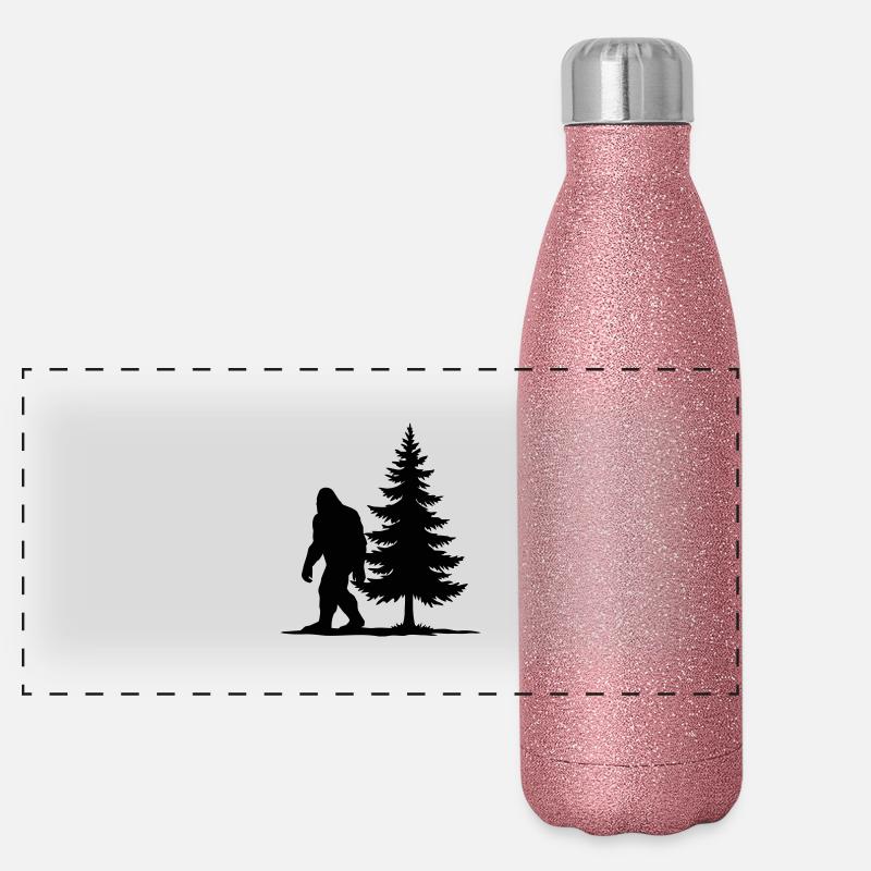 Bigfoot Pine Tree Silhouette Panoramic Glitter Thermal Bottle 500 ml