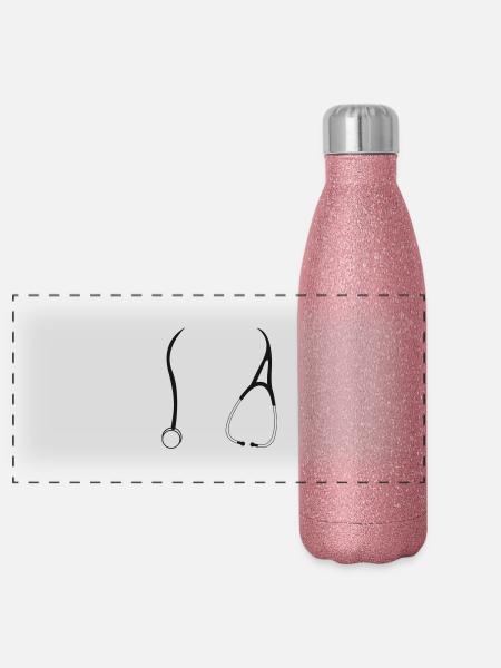 Stethoskop - Panorama Glitzer Isolierflasche 500 ml - Pink Glitzer - Vorne