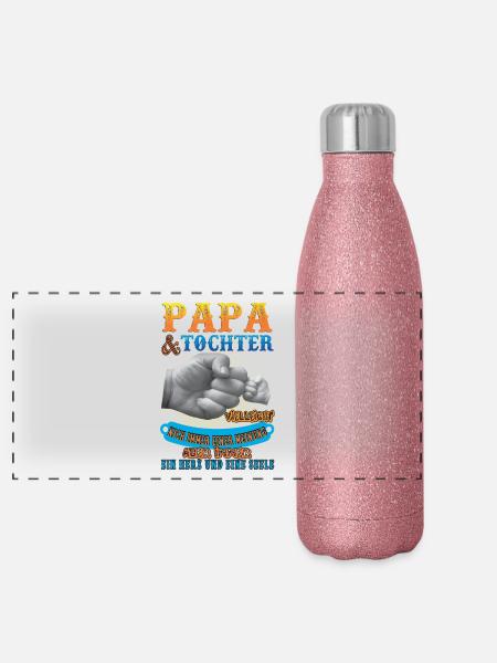 papa und tochter - Panorama Glitzer Isolierflasche 500 ml - Pink Glitzer
