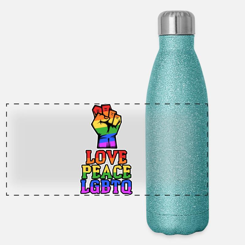 Déclaration d’amour LGBT Human Rights Pride Bisexuel Gourde isotherme panoramique pailletée 500 ml