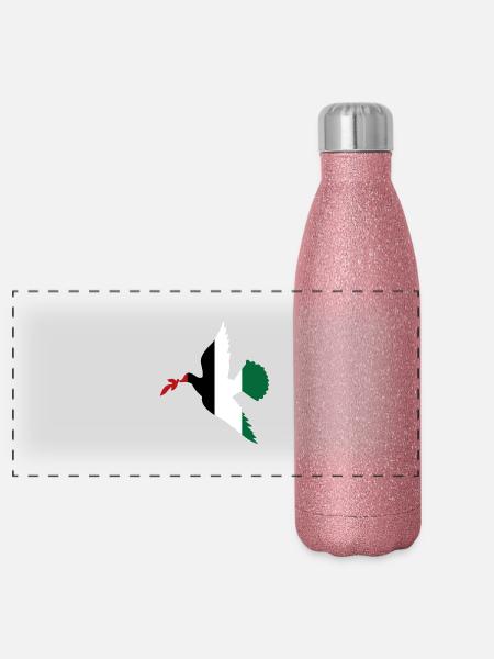 Paix en Palestine - Panoramic Glitter Thermal Bottle 500 ml - pink glitter - Front