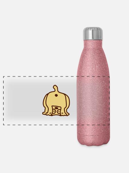 Chien de derrière - Gourde isotherme panoramique pailletée 500 ml - paillettes roses - Devant