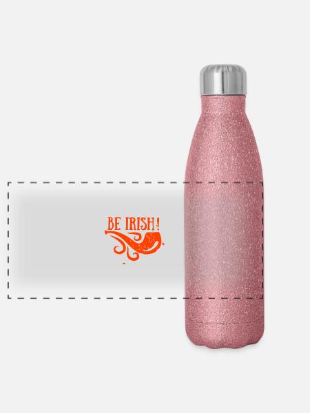 BE IRISH - Panorama Glitzer Isolierflasche 500 ml - Pink Glitzer - Vorne