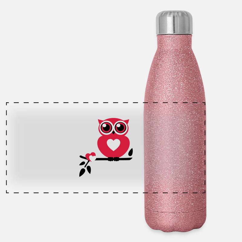 Eule Love Panorama Glitzer Isolierflasche 500 ml