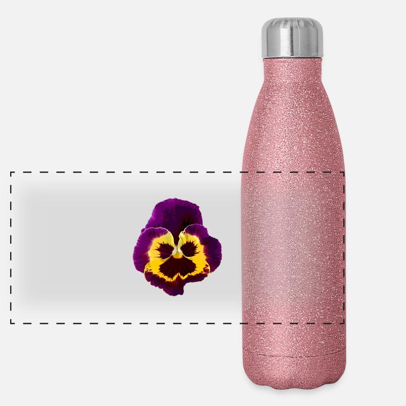 Stiefmütterchen / Veilchen Panorama Glitzer Isolierflasche 500 ml