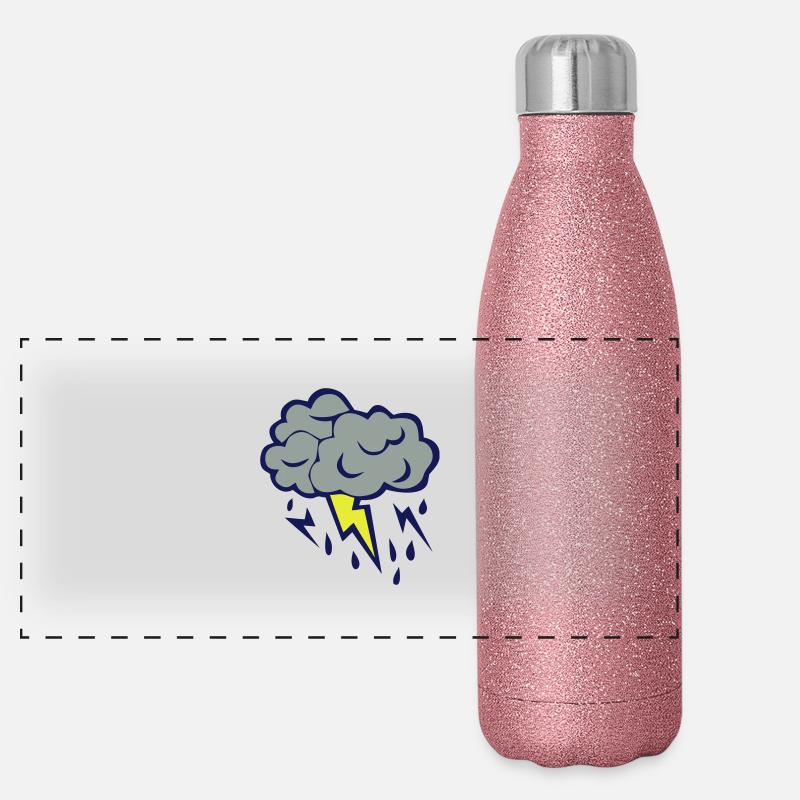 cloud cloud lightning storm rain 606 Panoramic Glitter Thermal Bottle 500 ml