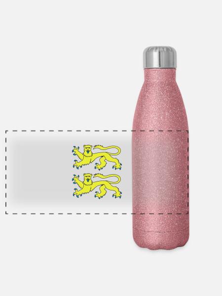 Normandie / Normand / Normande / France - Gourde isotherme panoramique pailletée 500 ml - paillettes roses - Devant