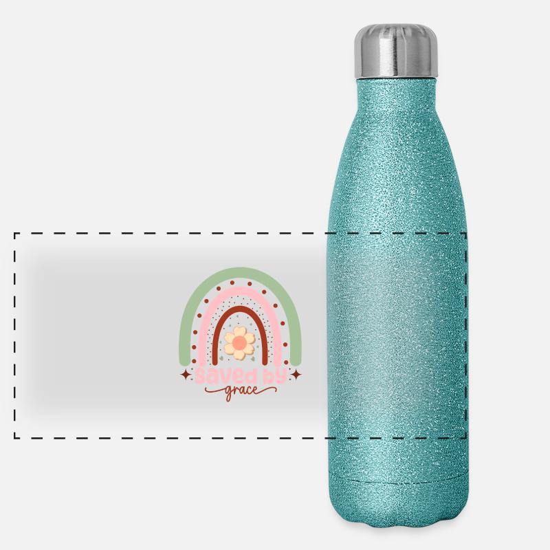 Gerettet durch Gnade Panorama Glitzer Isolierflasche 500 ml
