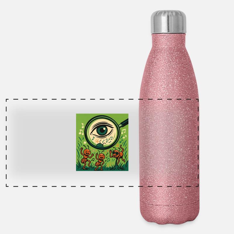 Rave Ants - Panoramic Glitter Thermal Bottle 500 ml - pink glitter