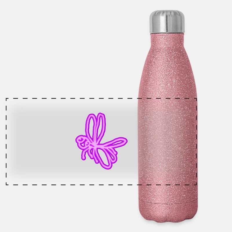 Neon Libelle Panorama Glitzer Isolierflasche 500 ml