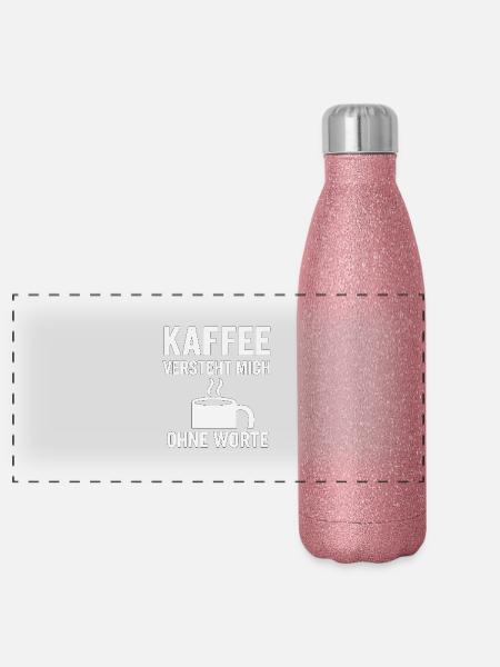 Kaffee versteht mich ohne Worte - Panorama Glitzer Isolierflasche 500 ml - Pink Glitzer - Vorne
