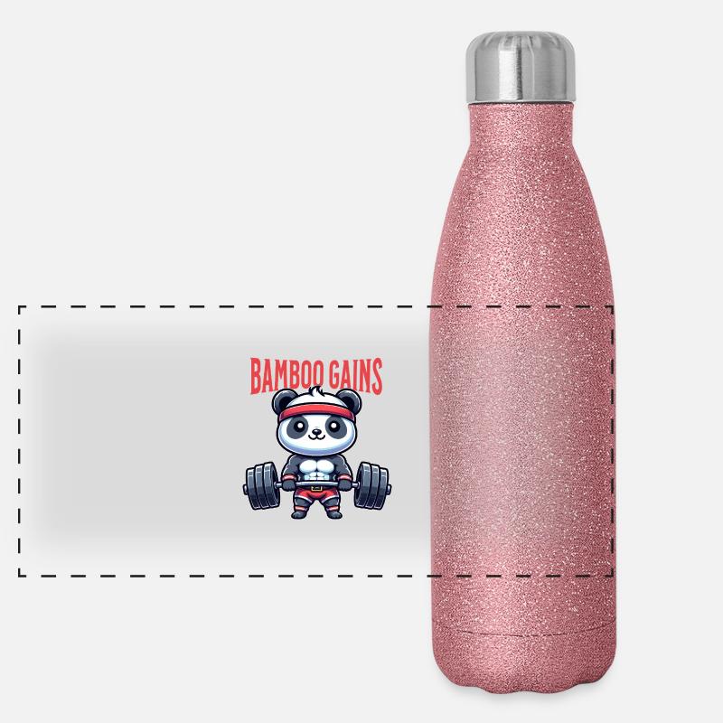 Panda im Fitnessstudio Panorama Glitzer Isolierflasche 500 ml