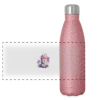 In the age of tales and magic - Panoramic Glitter Thermal Bottle 500 ml - pink glitter - Front