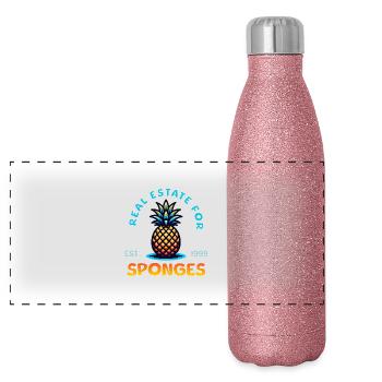 Immobilier pour éponges / Maison Sweet Pineapple - Gourde isotherme panoramique pailletée 500 ml - paillettes roses - Devant