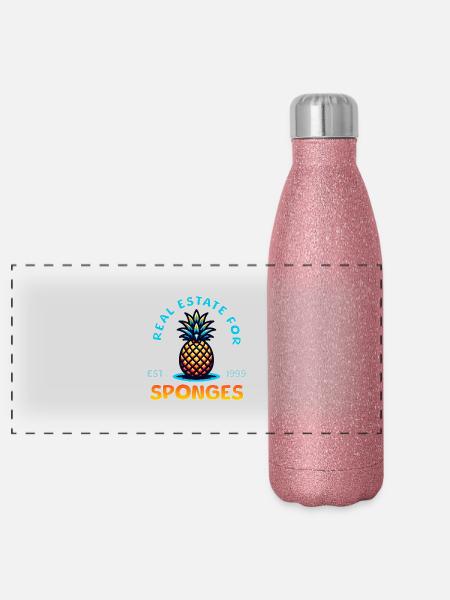 Real Estate for Sponges / Home Sweet Pineapple - Panoramic Glitter Thermal Bottle 500 ml - pink glitter - Front