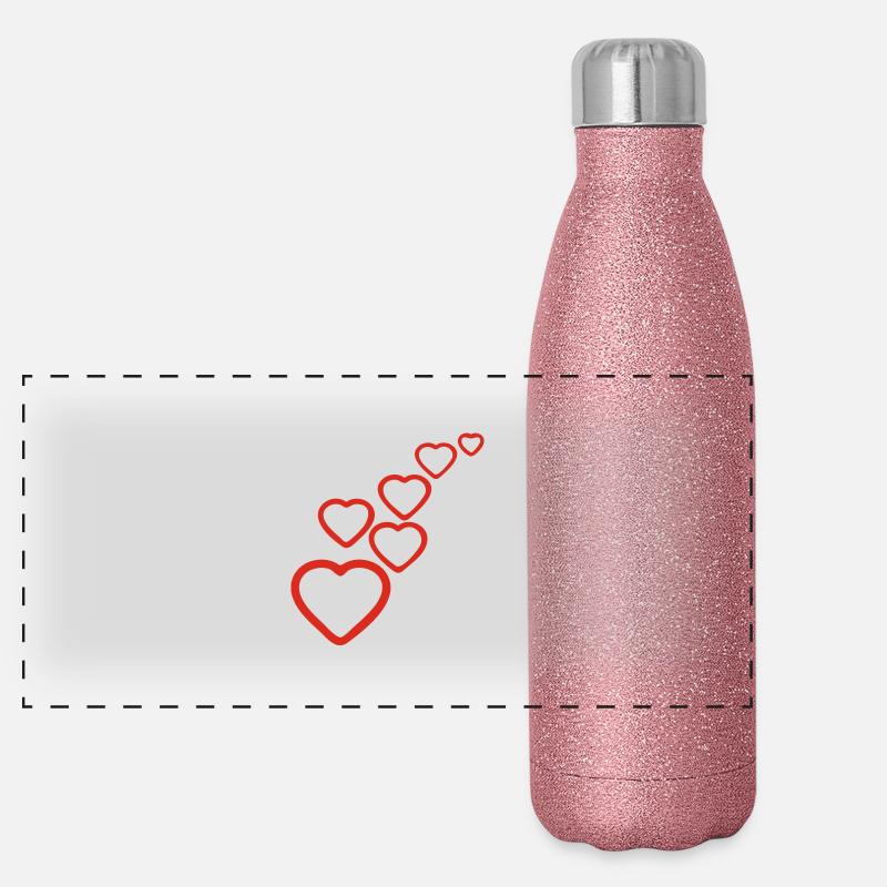 Valentin Herzen Panorama Glitzer Isolierflasche 500 ml