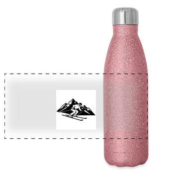 Skiing: Fun, technique and adventure in the mountains - Panoramic Glitter Thermal Bottle 500 ml - pink glitter - Front
