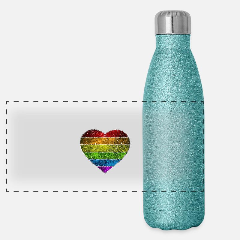 Kosmisches Regenbogenherz Panorama Glitzer Isolierflasche 500 ml