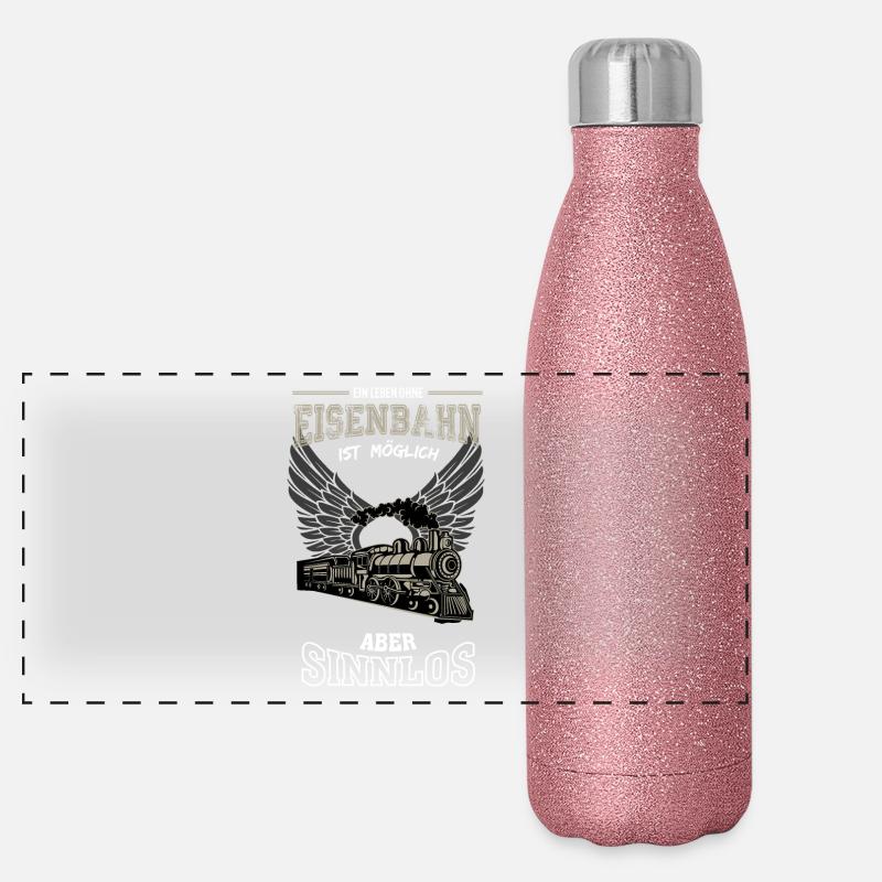 Eisenbahn Leben sinnlos - Geschenk Panorama Glitzer Isolierflasche 500 ml