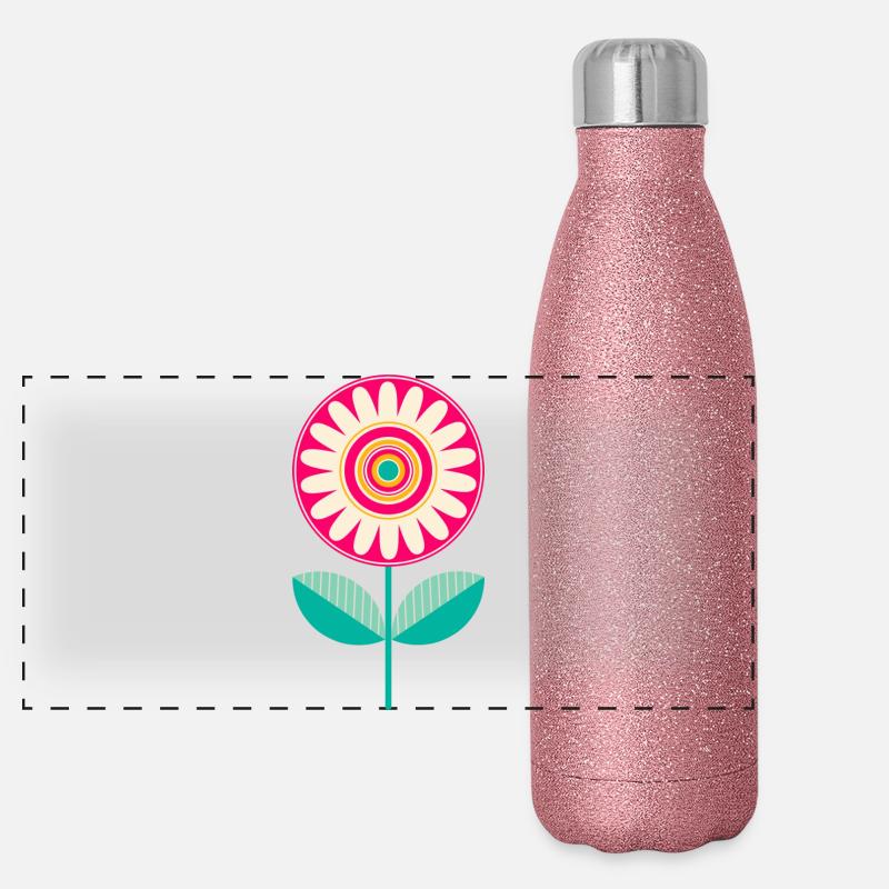 Cute Colorful Flower Panoramic Glitter Thermal Bottle 500 ml