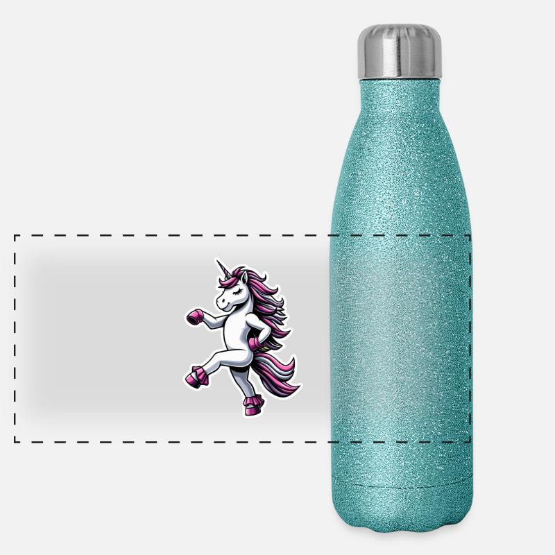 Licorne Danse Rose Gourde isotherme panoramique pailletée 500 ml