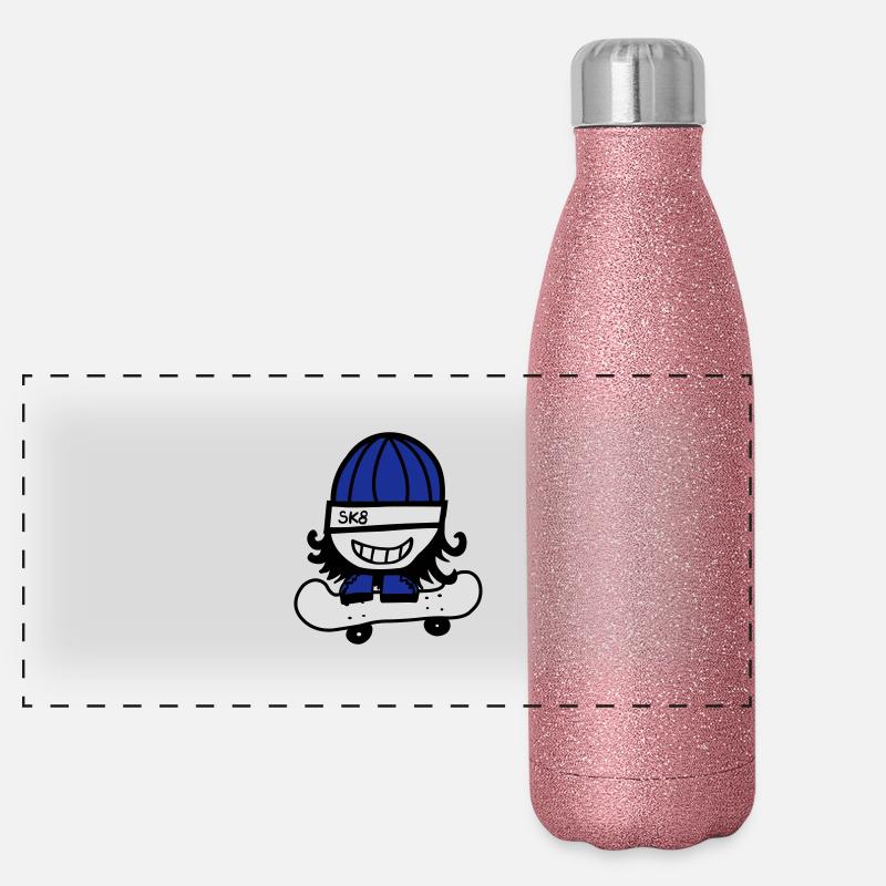 Skateboarder Gourde isotherme panoramique pailletée 500 ml