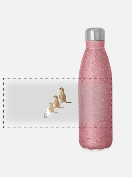 w_erdmaennchen - Gourde isotherme panoramique pailletée 500 ml - paillettes roses - Devant