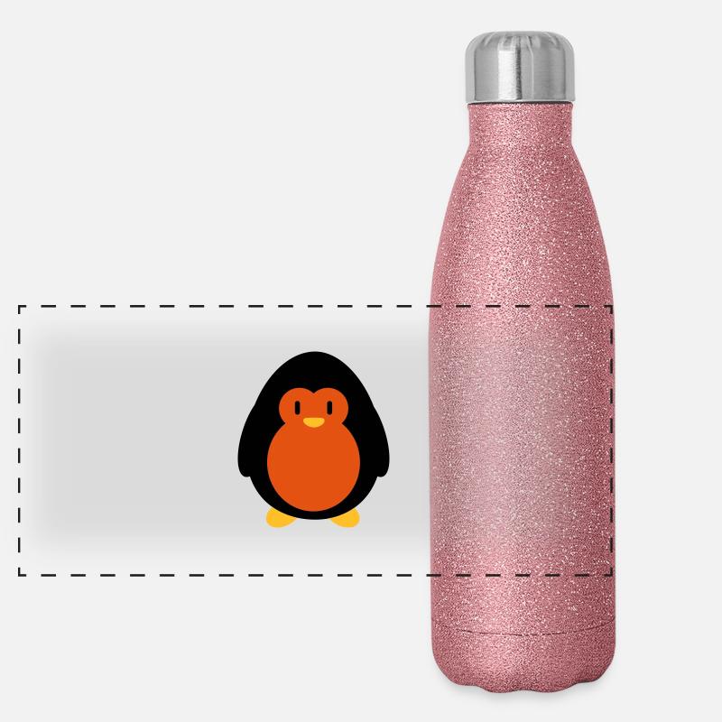 Kleiner süßer Pinguin Panorama Glitzer Isolierflasche 500 ml