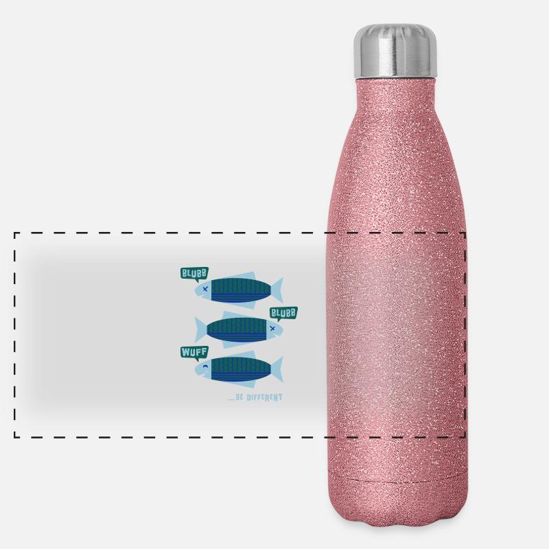 Be Different - Fische - Blubb - Be yourself - 3C Panorama Glitzer Isolierflasche 500 ml