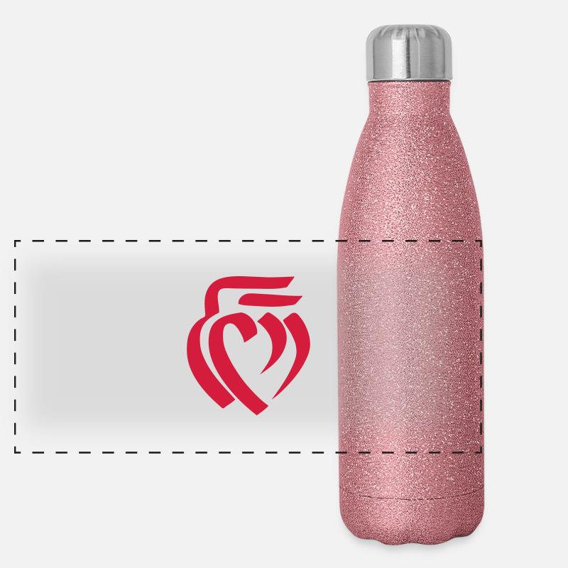 herz Panorama Glitzer Isolierflasche 500 ml