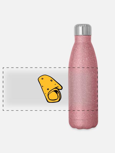crêpe galette saucisse snack pita - Gourde isotherme panoramique pailletée 500 ml - paillettes roses - Devant