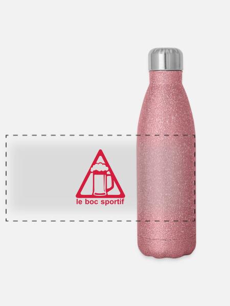 boc sportif humour alcool biere - Gourde isotherme panoramique pailletée 500 ml - paillettes roses - Devant