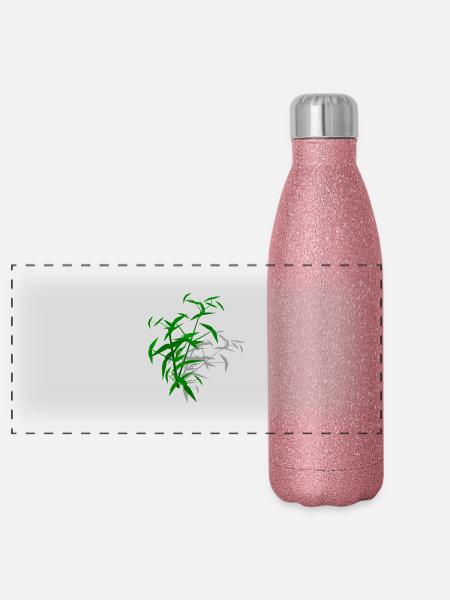Bambus mit Schatten - Panorama Glitzer Isolierflasche 500 ml - Pink Glitzer - Vorne