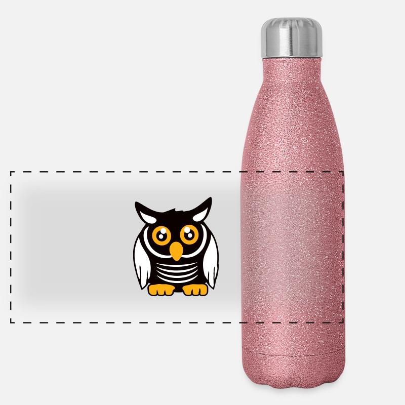 Eule Vogel Uhu Nachtvogel Schleiereule Kauz Comic Panorama Glitzer Isolierflasche 500 ml