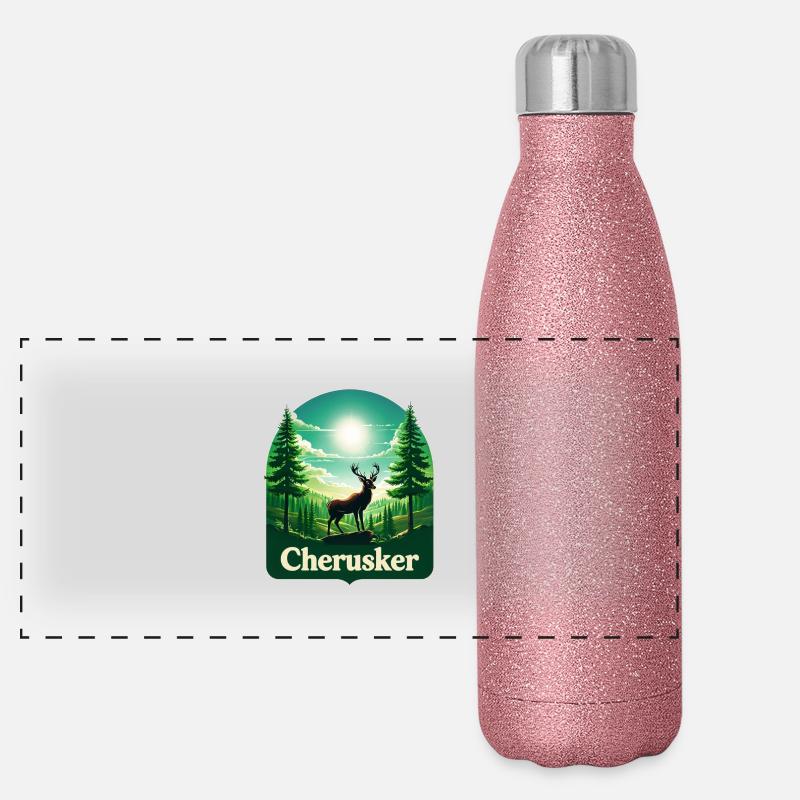 Cherusker – Stolz der Wälder Panorama Glitzer Isolierflasche 500 ml