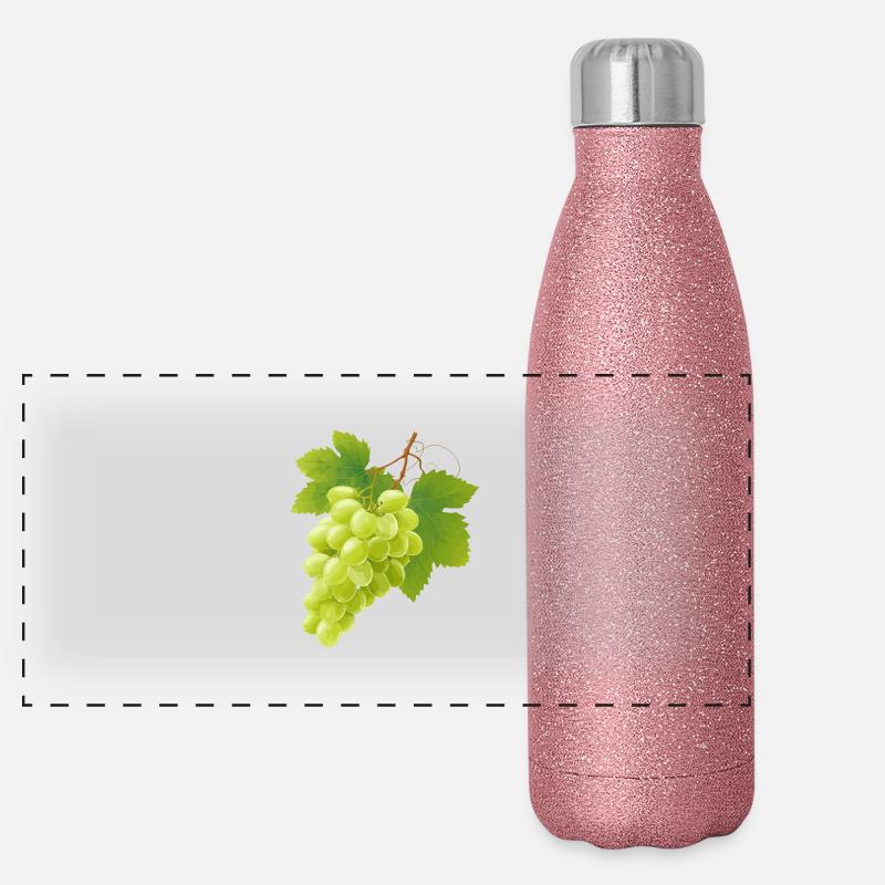 grüne Weintrauben - Panorama Glitzer Isolierflasche 500 ml - Pink Glitzer
