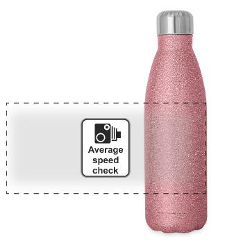 Panneau routier contrôle de la vitesse de avarage - Gourde isotherme panoramique pailletée 500 ml - paillettes roses - Devant