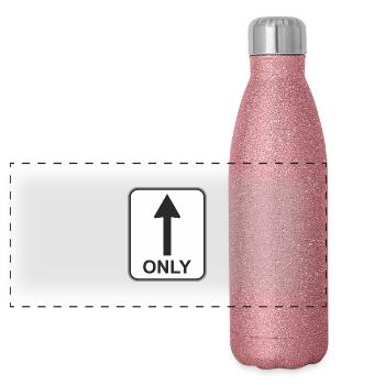 Panneau routier seul front blanc - Gourde isotherme panoramique pailletée 500 ml - paillettes roses - Devant