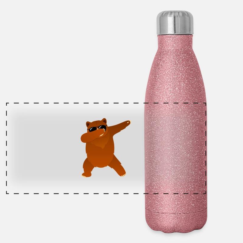Dabbing Bear With Sunglasses - Cool Gift Panorama Glitzer Isolierflasche 500 ml