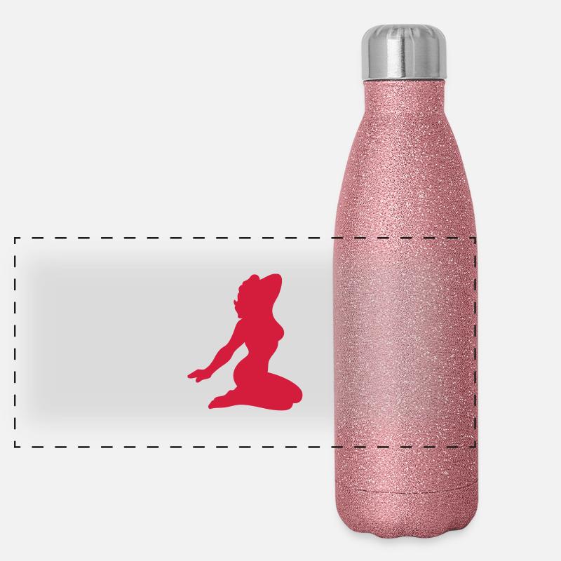 1 lady posing with a nice figure Panoramic Glitter Thermal Bottle 500 ml