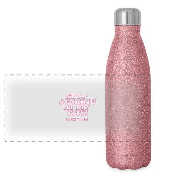 Stop Staring At My Tits - Panoramic Glitter Thermal Bottle 500 ml - pink glitter - Front