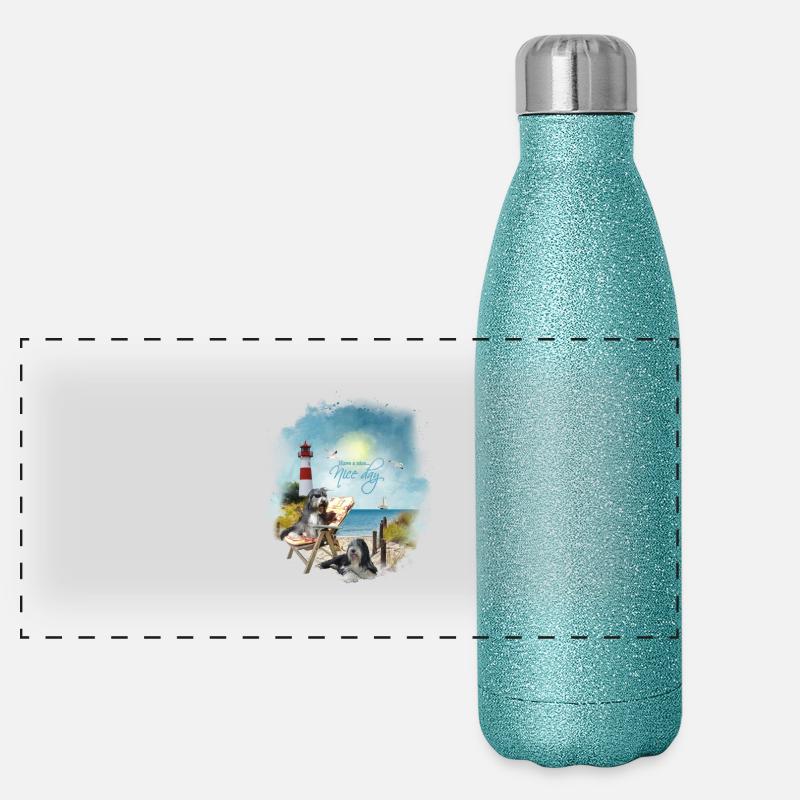Bearded Collie - maritim Panorama Glitzer Isolierflasche 500 ml