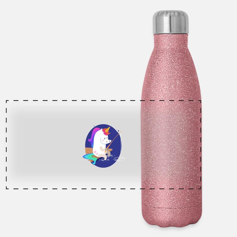 Licorne en pêchant Gourde isotherme panoramique pailletée 500 ml