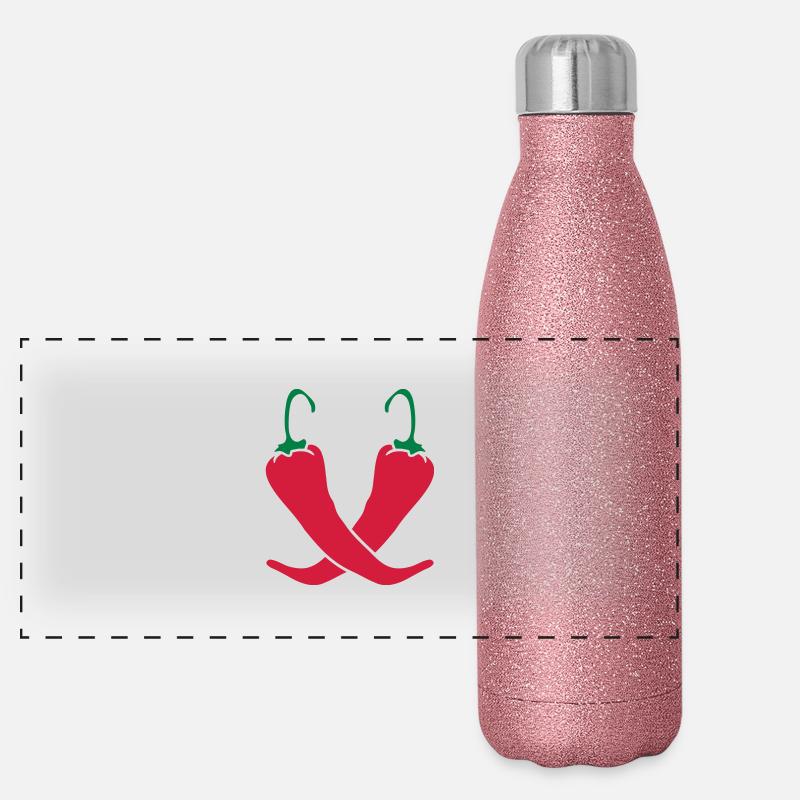 2 chili chilli peppers hot hot Panoramic Glitter Thermal Bottle 500 ml