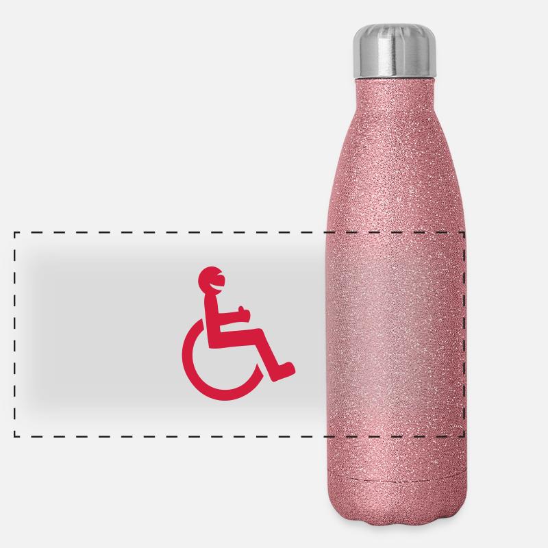 Rollstuhl Spaß im Behindertenrollstuhl Panorama Glitzer Isolierflasche 500 ml